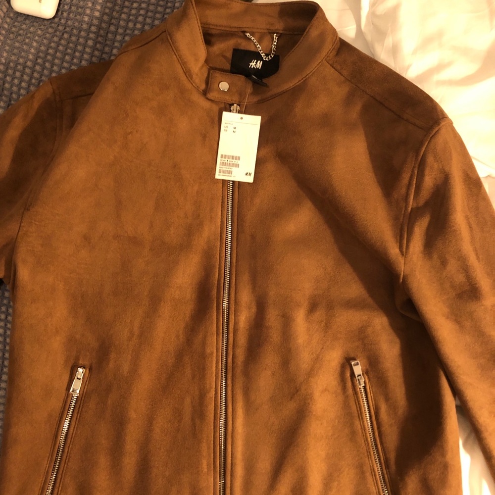 Faux suede men’s bomber jacket - Picture 3 of 6